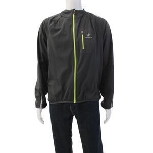 Hincapie Mens Long Sleeve Front Zip Mock Neck Light Jacket Gray Size Extra Large